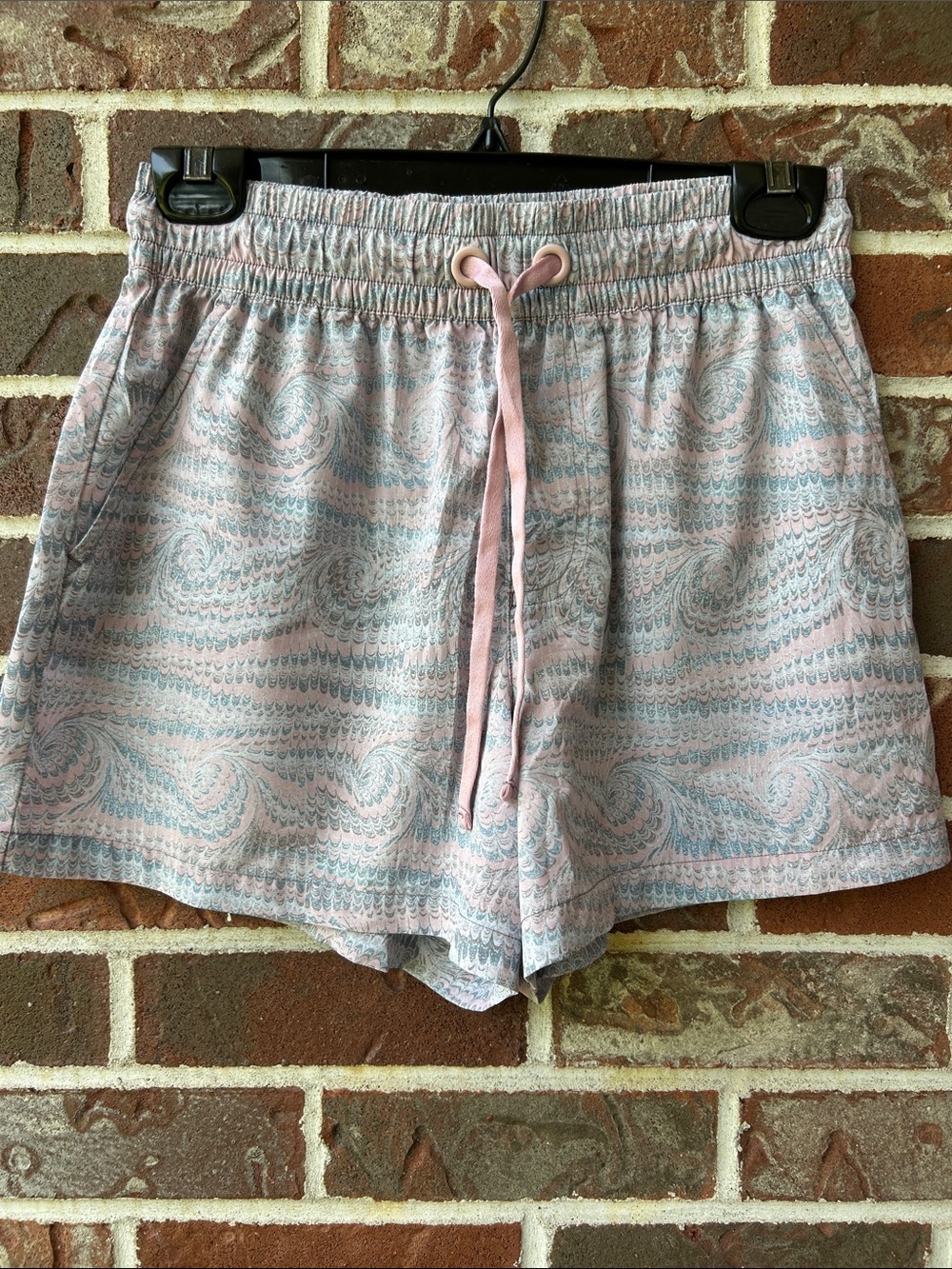 Women's Light Pink Paisley Athletic Drawstring Shorts